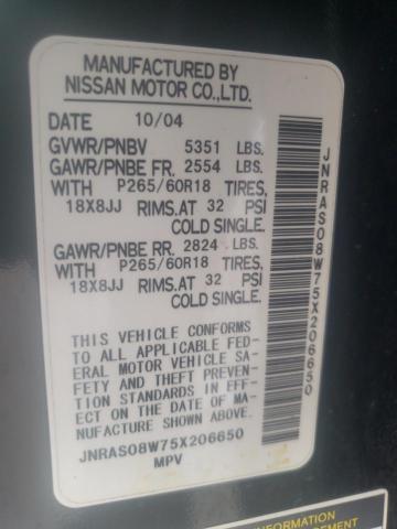 Photo 10 from auction – 2005 INFINITI FX35 with VIN JNRAS08W75X206650