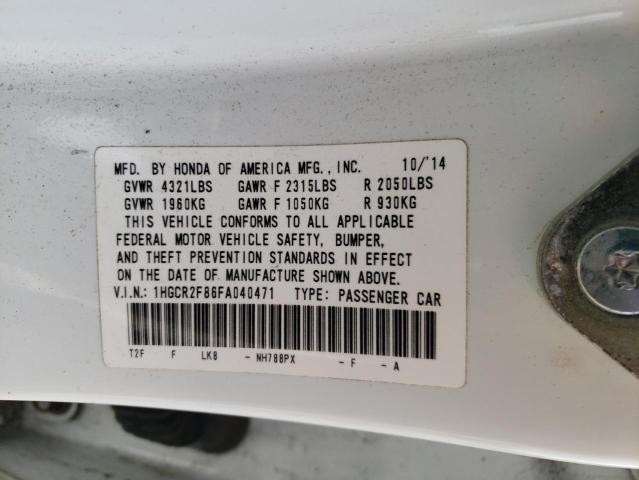 Photo 10 from auction – 2015 HONDA ACCORD EXL with VIN 1HGCR2F86FA040471