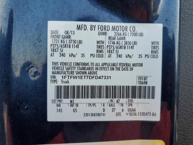 Photo 10 from auction – 2013 FORD F150 SUPER with VIN 1FTFW1ET7DFD47331
