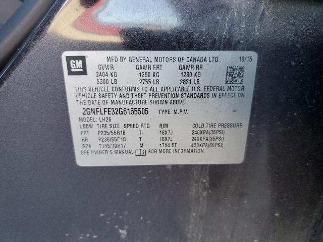 Photo 10 from auction – 2016 CHEVROLET EQUINOX LT with VIN 2GNFLFE32G6155505