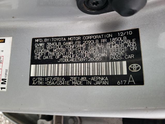 Photo 10 from auction – 2011 TOYOTA COROLLA BA with VIN JTDBU4EE5B9126085