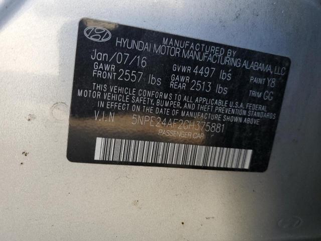 Photo 10 from auction – 2016 HYUNDAI SONATA SE with VIN 5NPE24AF2GH375881
