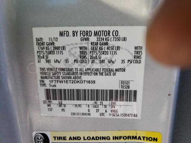 Photo 10 from auction – 2013 FORD F150 SUPER with VIN 1FTFW1ET2DKD71835