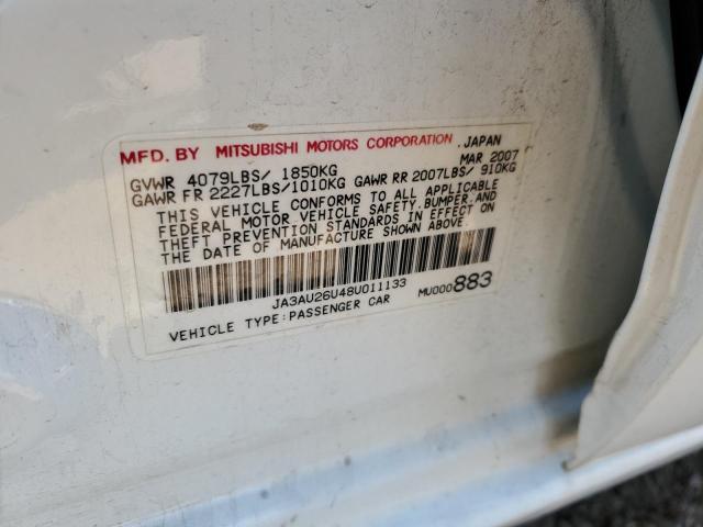 Photo 10 from auction – 2008 MITSUBISHI LANCER ES with VIN JA3AU26U48U011133