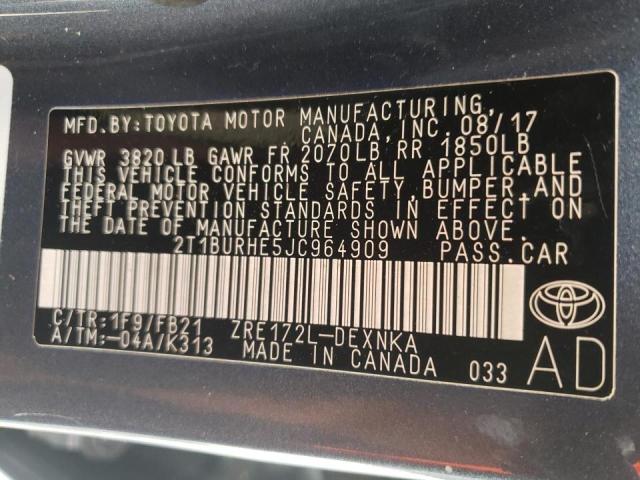 Photo 10 from auction – 2018 TOYOTA COROLLA L with VIN 2T1BURHE5JC964909