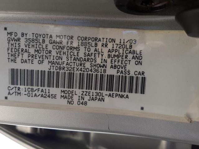 Photo 10 from auction – 2004 TOYOTA COROLLA CE with VIN JTDBR32EX42043618