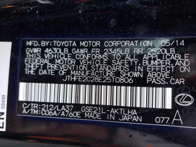 Photo 10 from auction – 2014 LEXUS IS 350 with VIN JTHFE2C28E2510806