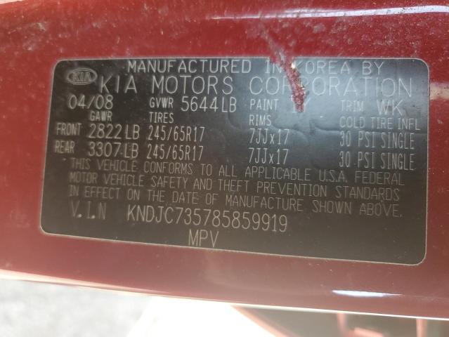 Photo 10 from auction – 2008 KIA SORENTO EX with VIN KNDJC735785859919