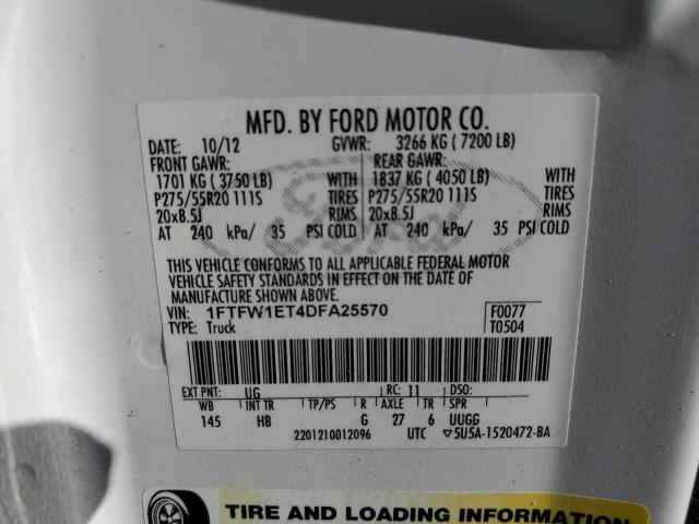Photo 10 from auction – 2013 FORD F150 SUPER with VIN 1FTFW1ET4DFA25570