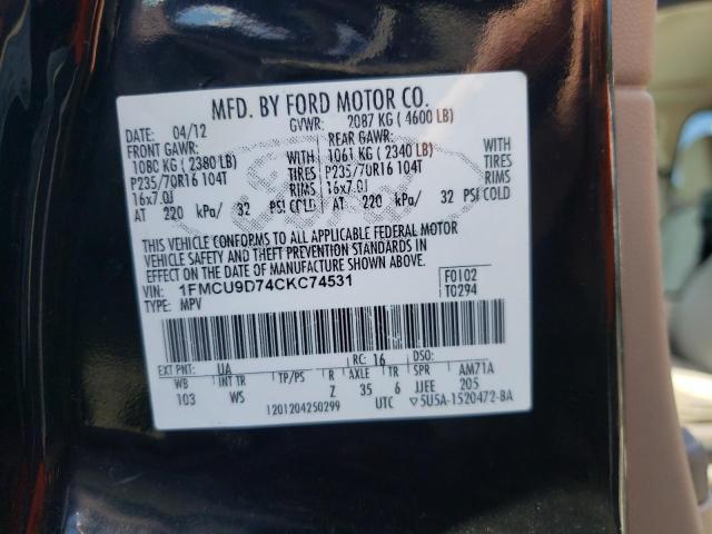 Photo 10 from auction – 2012 FORD ESCAPE XLT with VIN 1FMCU9D74CKC74531