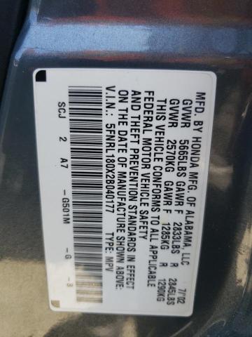 Photo 10 from auction – 2002 HONDA ODYSSEY EX with VIN 5FNRL180X2B040177