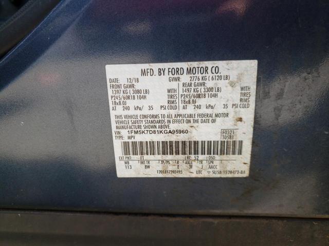 Photo 10 from auction – 2019 FORD EXPLORER X with VIN 1FM5K7D81KGA95960