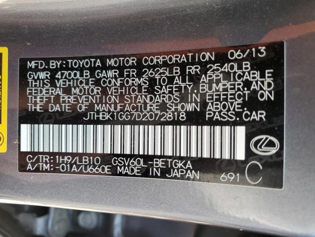 Photo 10 from auction – 2013 LEXUS ES 350 with VIN JTHBK1GG7D2072818