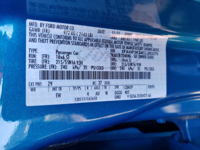Photo 10 from auction – 2012 FORD FOCUS SE with VIN 1FAHP3K24CL293375