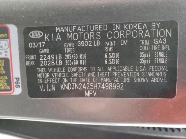 Photo 10 from auction – 2017 KIA SOUL with VIN KNDJN2A25H7498992