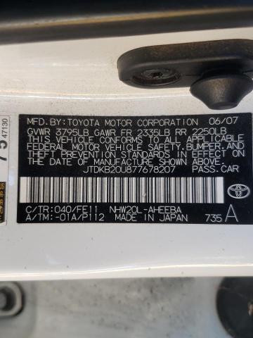 Photo 10 from auction – 2007 TOYOTA PRIUS with VIN JTDKB20U877678207