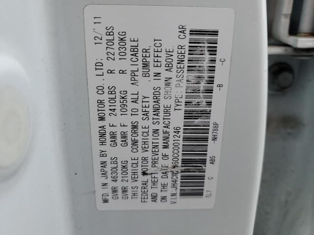 Photo 10 from auction – 2012 ACURA TSX TECH with VIN JH4CW2H60CC001246