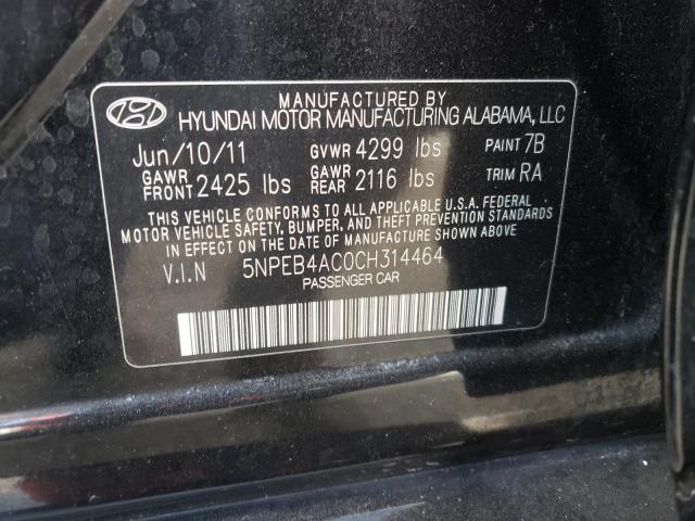 Photo 10 from auction – 2012 HYUNDAI SONATA GLS with VIN 5NPEB4AC0CH314464