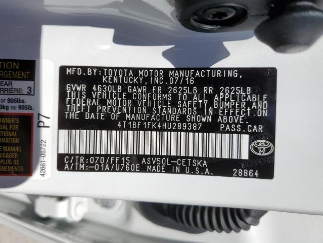 Photo 10 from auction – 2017 TOYOTA CAMRY LE with VIN 4T1BF1FK4HU289387
