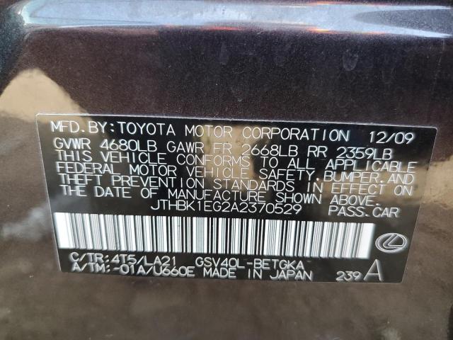 Photo 10 from auction – 2010 LEXUS ES 350 with VIN JTHBK1EG2A2370529
