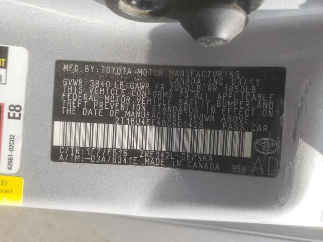 Photo 10 from auction – 2011 TOYOTA COROLLA with VIN 2T1BU4EE4BC601428