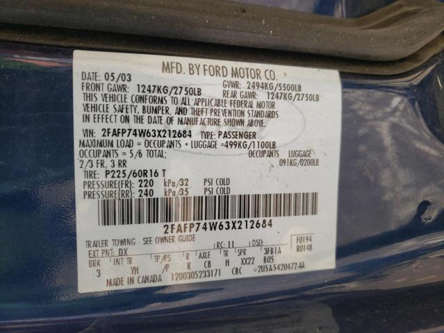 Photo 10 from auction – 2003 FORD CROWN VICT with VIN 2FAFP74W63X212684