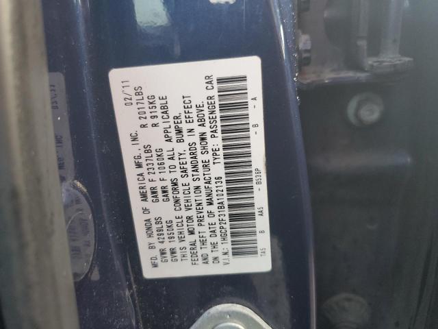 Photo 10 from auction – 2011 HONDA ACCORD LX with VIN 1HGCP2F31BA102136
