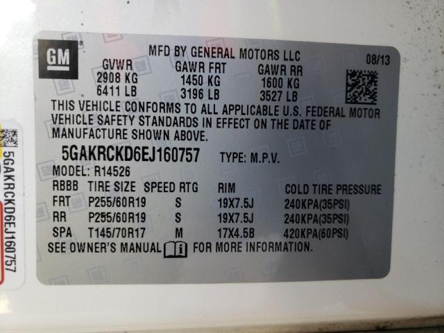 Photo 10 from auction – 2014 BUICK ENCLAVE with VIN 5GAKRCKD6EJ160757