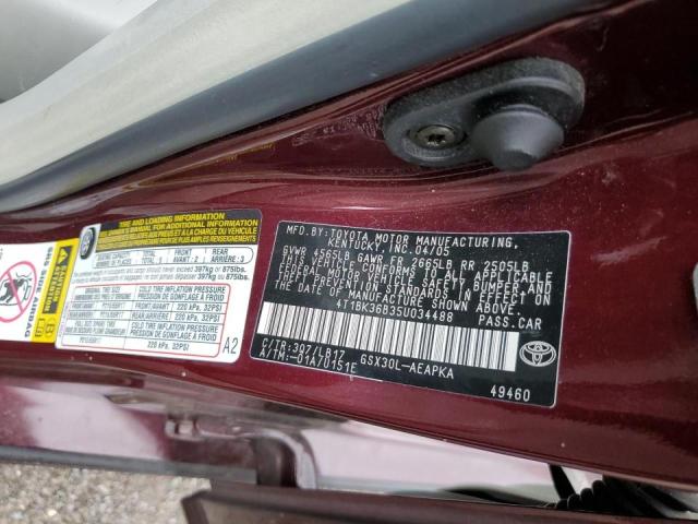 Photo 10 from auction – 2005 TOYOTA AVALON with VIN 4T1BK36B35U034488