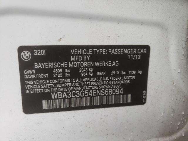 Photo 10 from auction – 2014 BMW 320 I XDRI with VIN WBA3C3G54ENS68094
