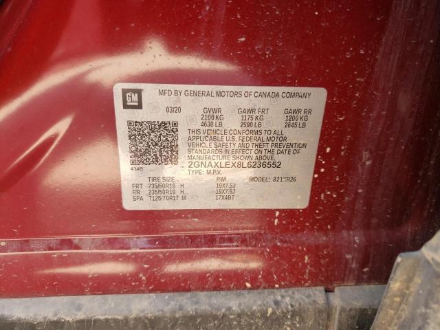 Photo 10 from auction – 2020 CHEVROLET EQUINOX LT with VIN 2GNAXLEX8L6236552