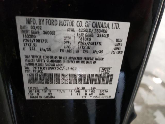 Photo 10 from auction – 2002 FORD F150 with VIN 2FTRX18W72CA61407
