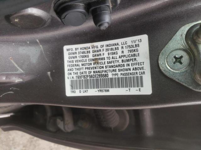Photo 10 from auction – 2013 HONDA CIVIC LX with VIN 19XFB2F56DE289580