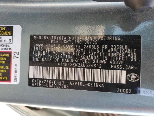 Photo 10 from auction – 2010 TOYOTA CAMRY BASE with VIN 4T1BF3EK2AU534612
