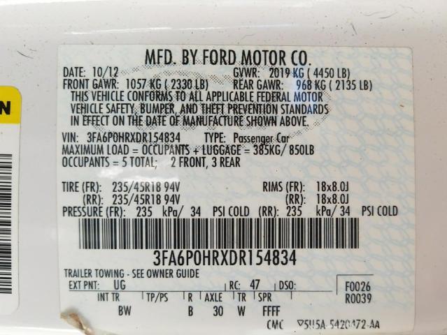Photo 10 from auction – 2013 FORD FUSION SE with VIN 3FA6P0HRXDR154834