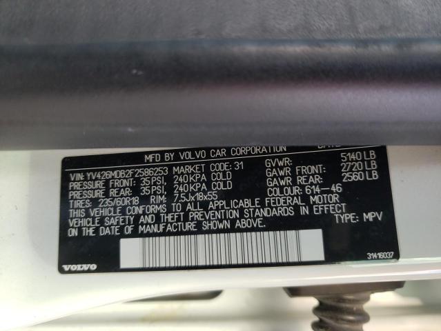 Photo 10 from auction – 2015 VOLVO XC60 T5 PR with VIN YV426MDB2F2586253
