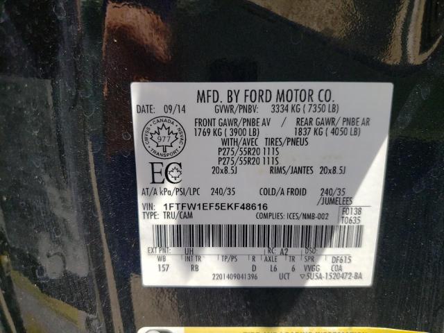 Photo 10 from auction – 2014 FORD F150 SUPER with VIN 1FTFW1EF5EKF48616