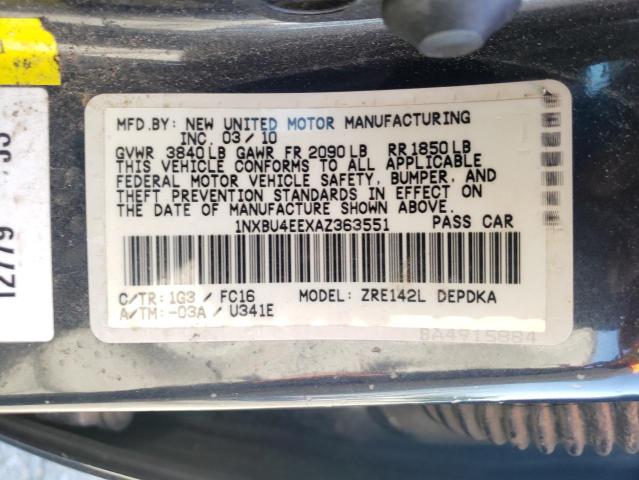 Photo 10 from auction – 2010 TOYOTA COROLLA BA with VIN 1NXBU4EEXAZ363551
