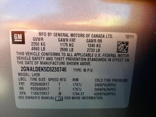 Photo 10 from auction – 2012 CHEVROLET EQUINOX LT with VIN 2GNALDEK5C6230746