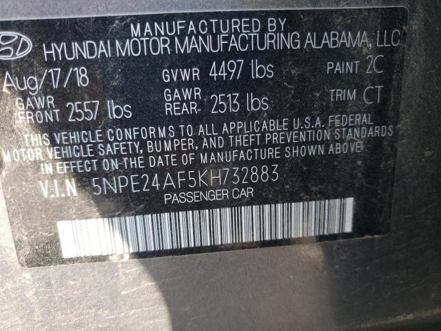 Photo 10 from auction – 2019 HYUNDAI SONATA SE with VIN 5NPE24AF5KH732883