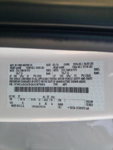 Photo 10 from auction – 2016 FORD ESCAPE SE with VIN 1FMCU0GX5GUC87953