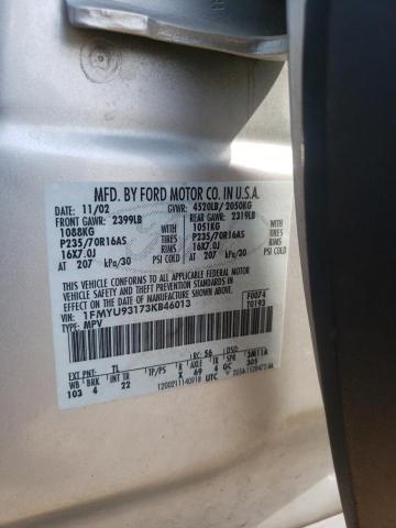 Photo 10 from auction – 2003 FORD ESCAPE XLT with VIN 1FMYU93173KB46013