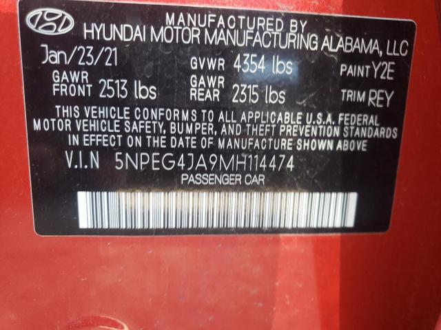 Photo 10 from auction – 2021 HYUNDAI SONATA SE with VIN 5NPEG4JA9MH114474