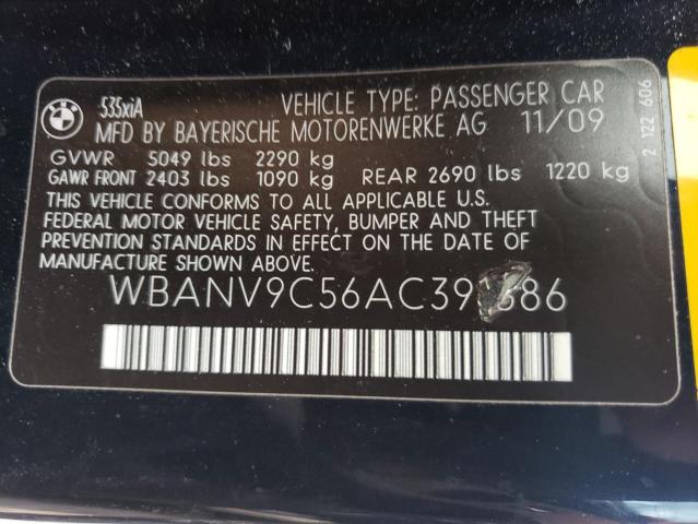 Photo 10 from auction – 2010 BMW 535 XI with VIN WBANV9C56AC391686