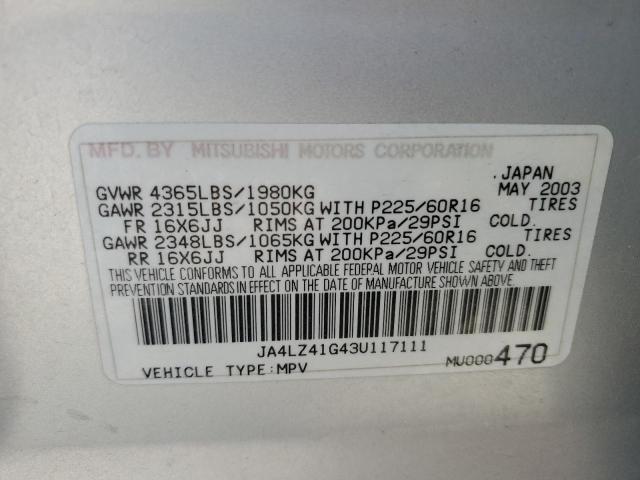 Photo 10 from auction – 2003 MITSUBISHI OUTLANDER with VIN JA4LZ41G43U117111