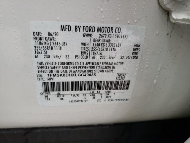 Photo 10 from auction – 2020 FORD EXPLORER X with VIN 1FMSK8DHXLGC40035