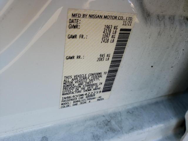 Photo 10 from auction – 2021 NISSAN ALTIMA SR with VIN 1N4BL4CV5MN422259