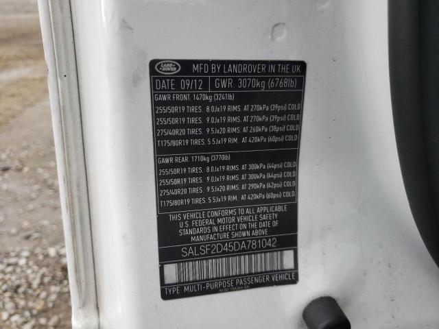 Photo 10 from auction – 2013 LAND ROVER RANGE ROVE with VIN SALSF2D45DA781042