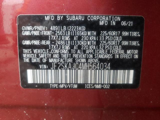 Photo 10 from auction – 2021 SUBARU FORESTER P with VIN JF2SKAJC4MH564034