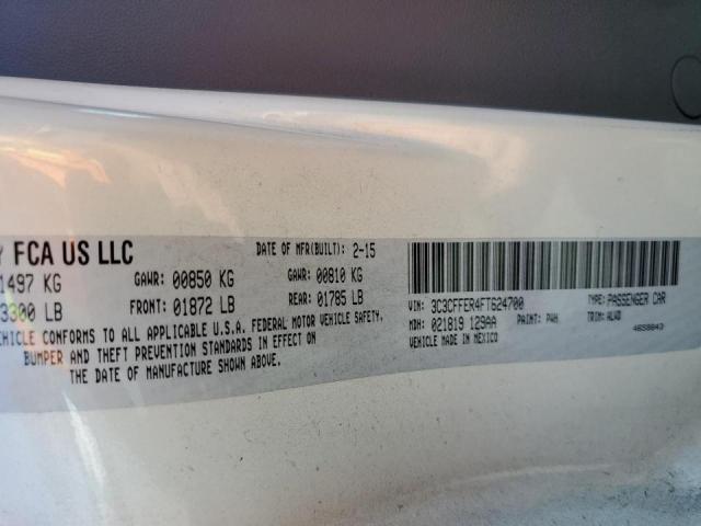 Photo 10 from auction – 2015 FIAT 500 LOUNGE with VIN 3C3CFFER4FT624700